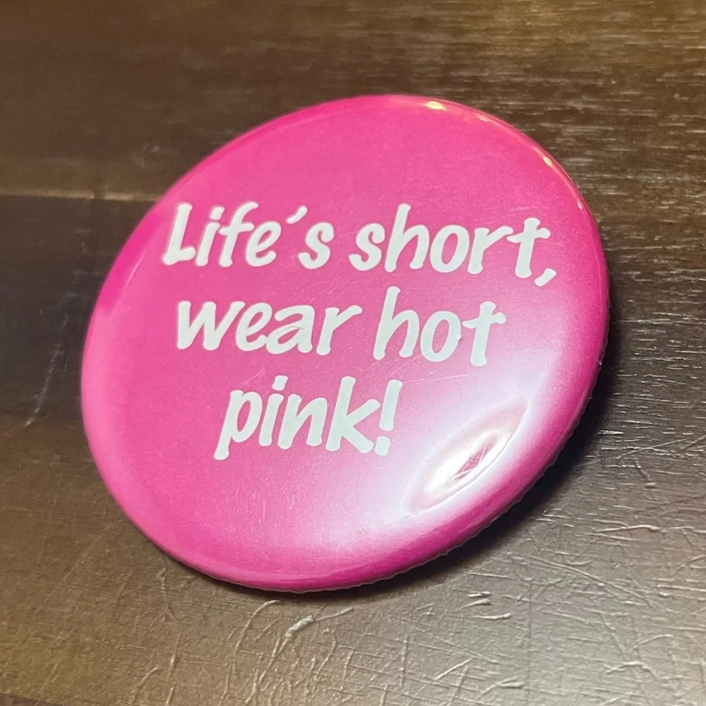 Hot Pink Button Pin - Picture 1 of 2